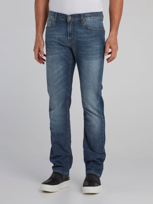 Blue Straight Cut Denim Jeans