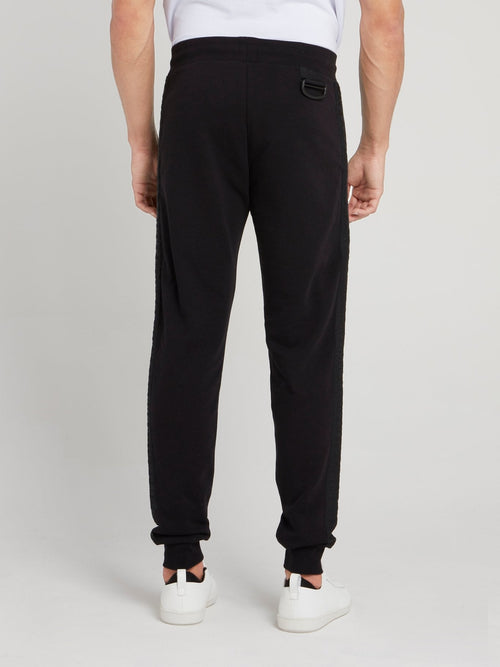 Black Logo Tape Fleece Pants