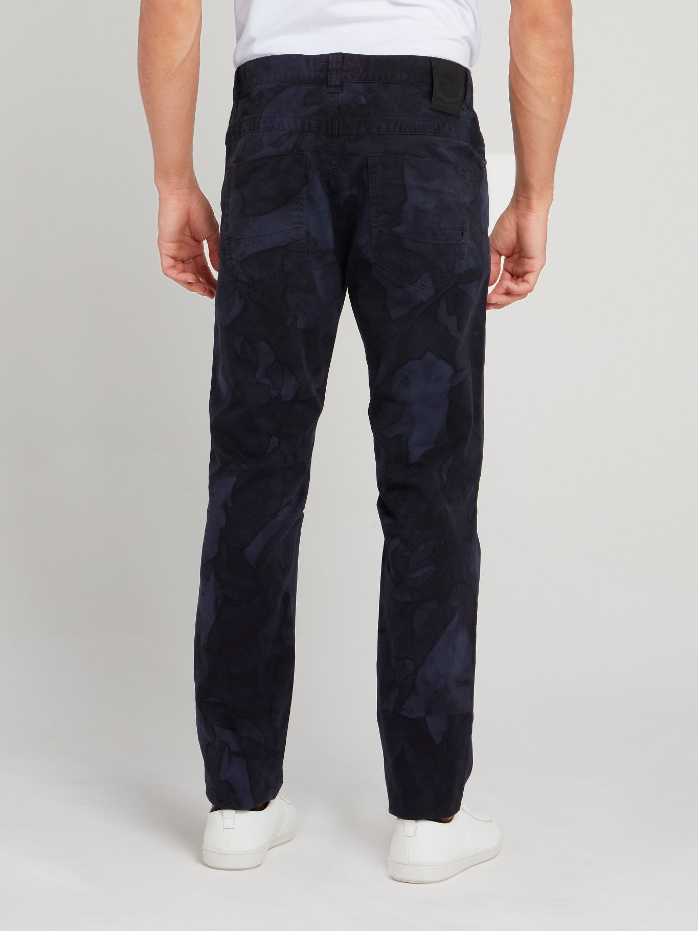 Navy Crumple Print Pants