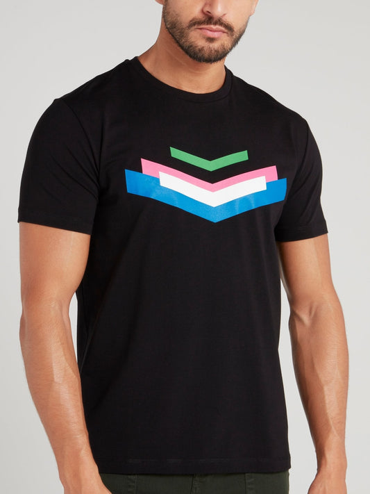 Black Chevron Cotton T-Shirt