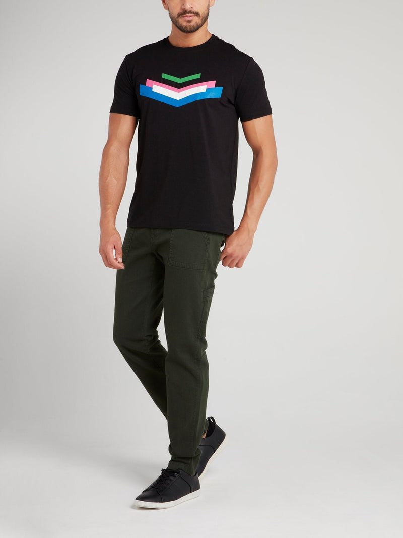 Black Chevron Cotton T-Shirt