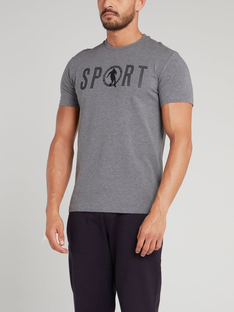 Grey Sport Print T-Shirt