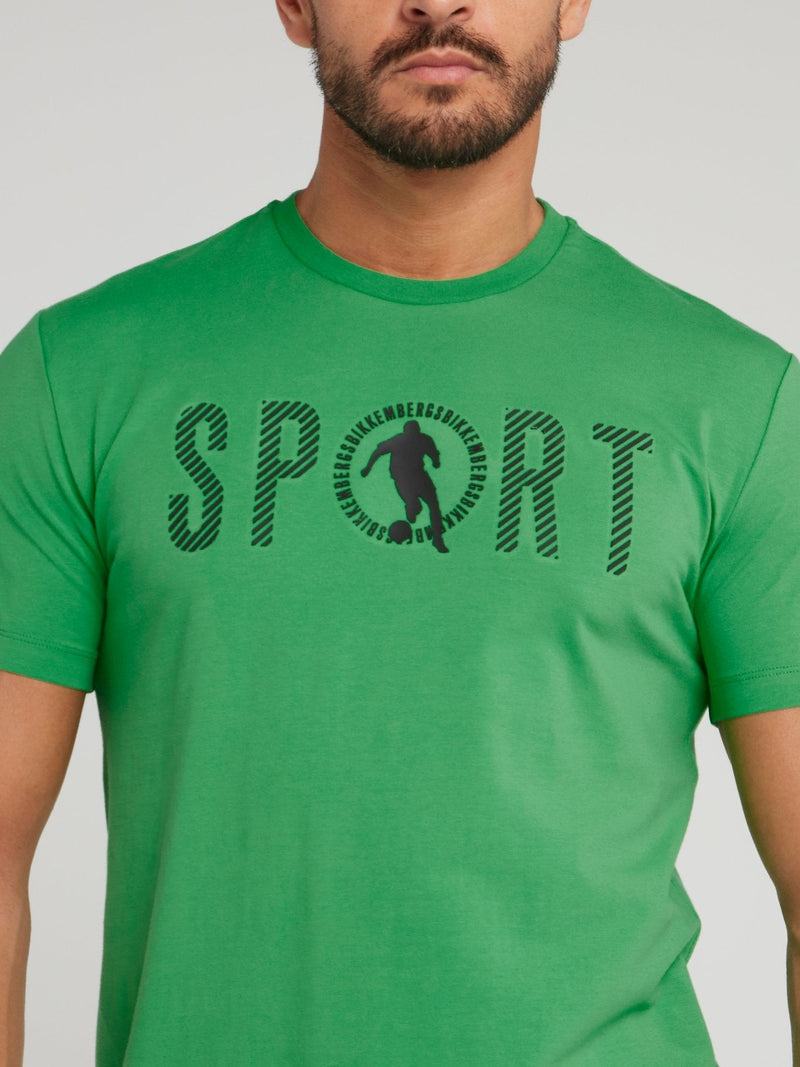 Green Sport Print T-Shirt