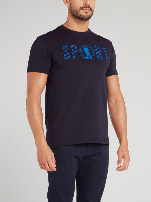 Navy Sport Print T-Shirt