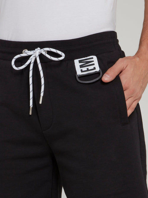 Black Logo Tape Sweat Shorts