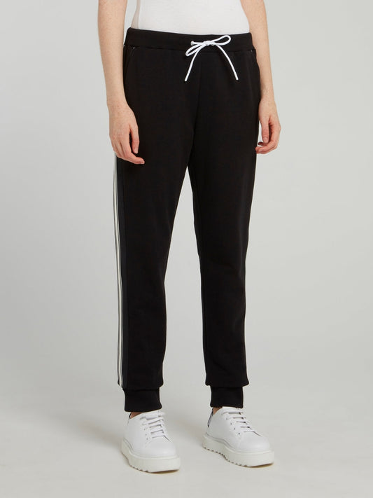 Black Drawstring Side Stripe Sweatpants