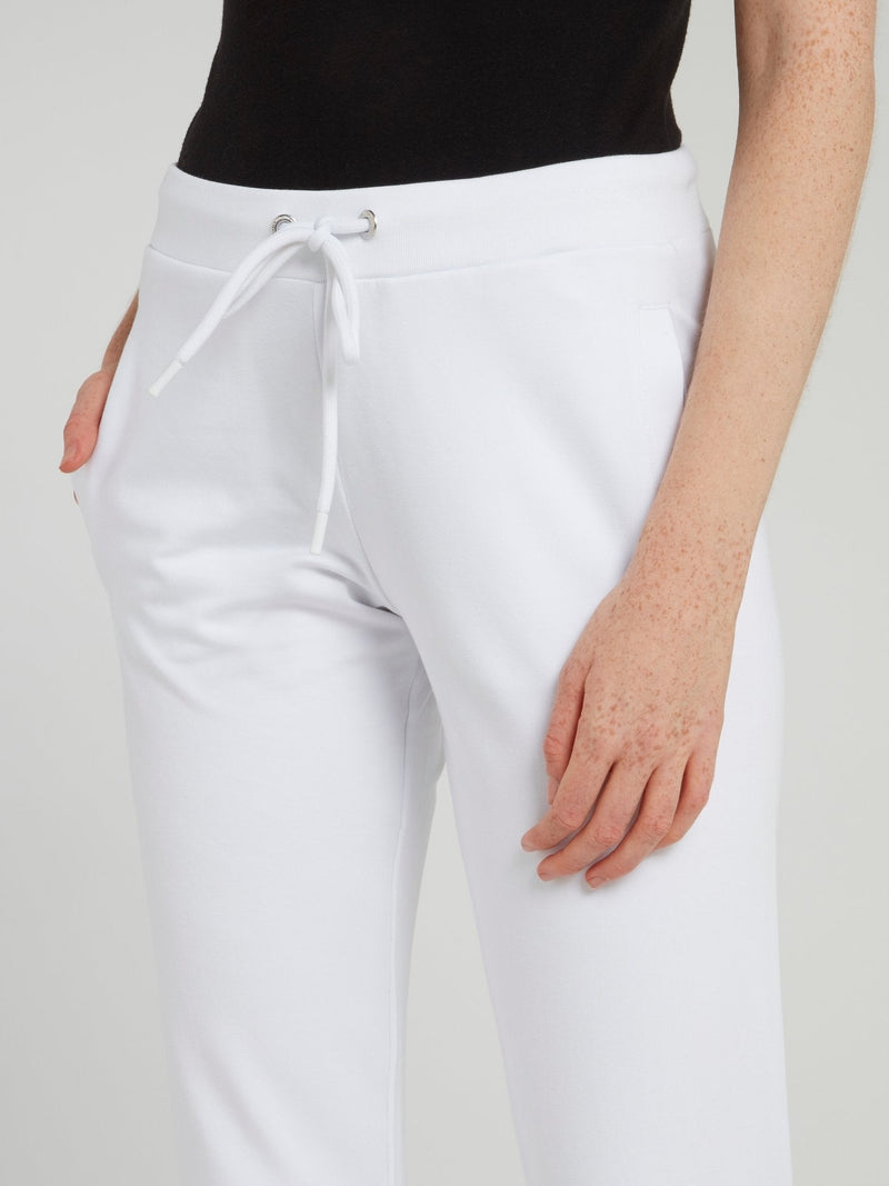 White Drawstring Fleece Sweatpants