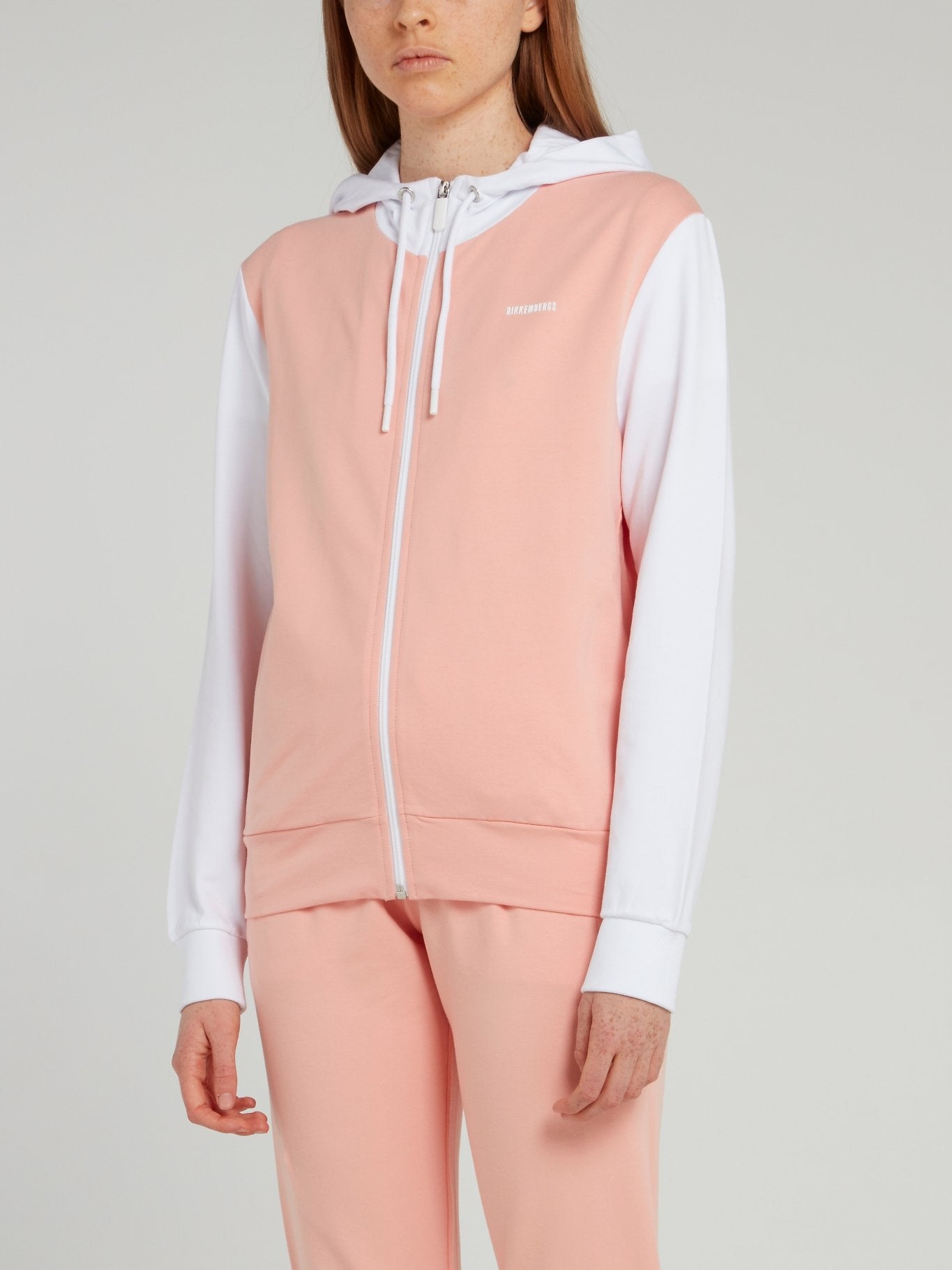 Pink Colour Block Sweat Jacket