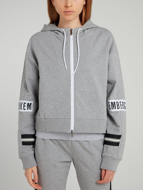 Grey Logo Sleeve Sweat Jacket