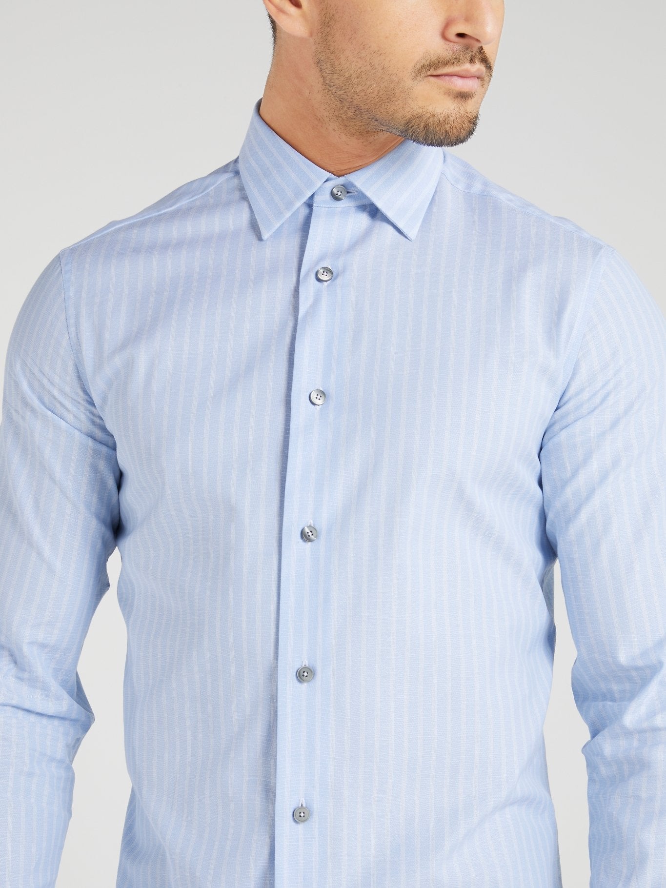 Light Blue Striped Long Sleeve Shirt