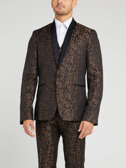 Snake Print One-Button Blazer