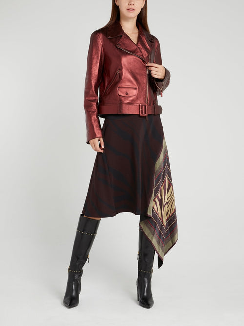 Metallic Burgundy Leather Jacket