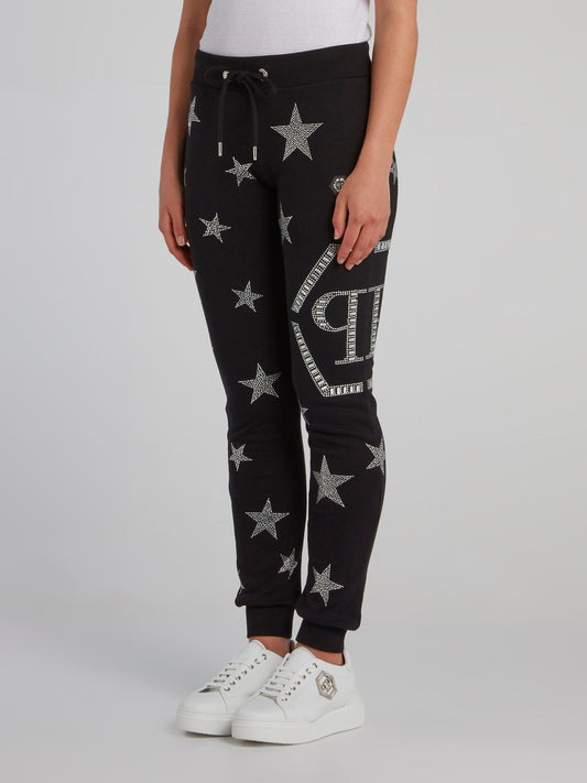 Black Crystal Stars Track Pants