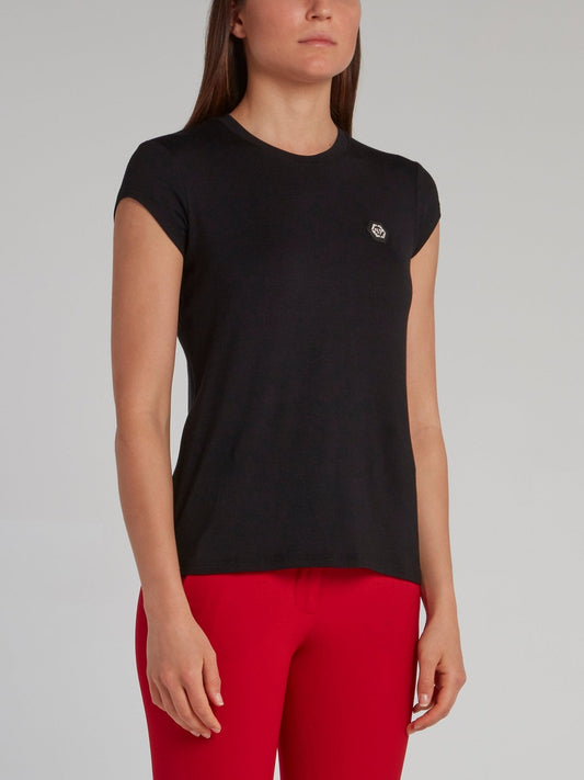 Black Monogram Appliquéd Crewneck T-Shirt