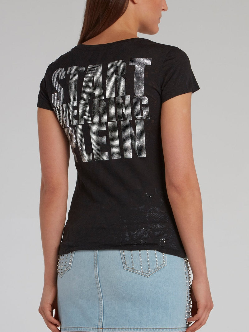 Black Studded Statement T-Shirt