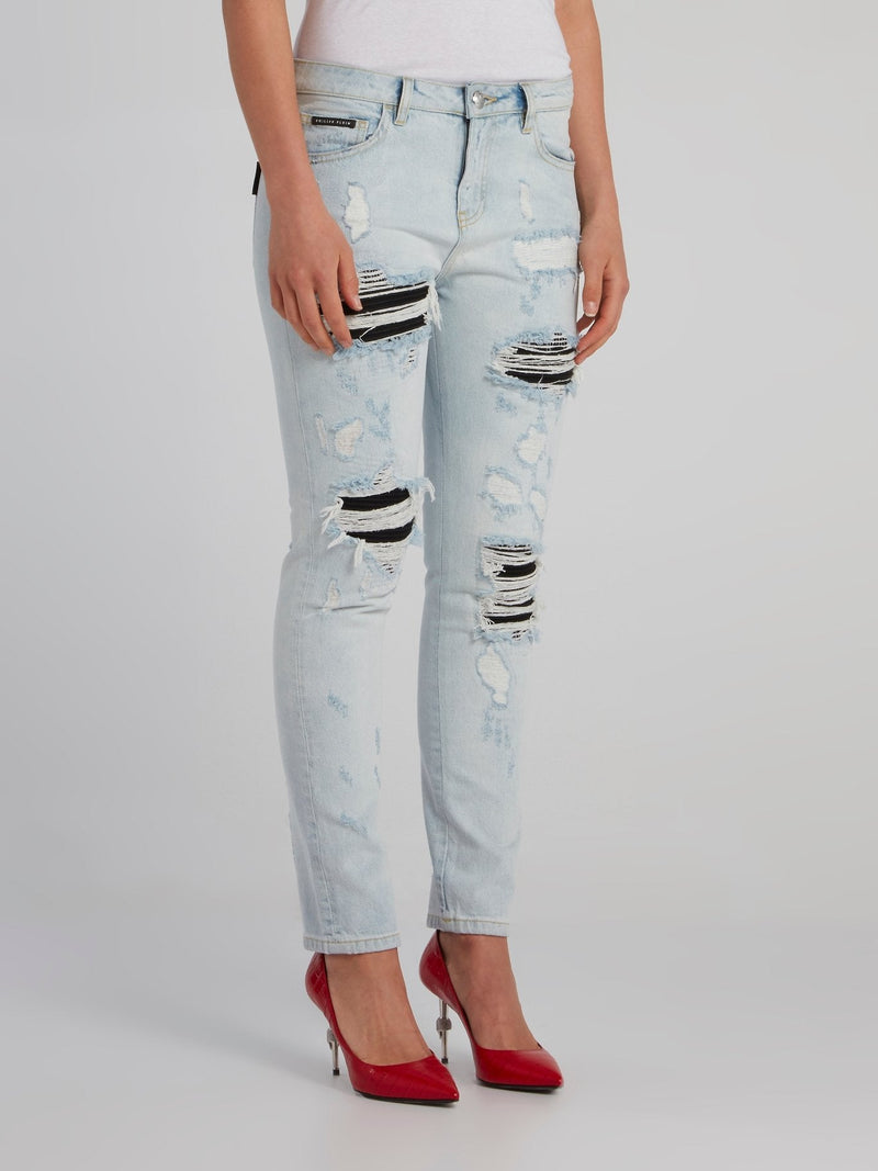 Blue Ripped Boyfriend Jeans