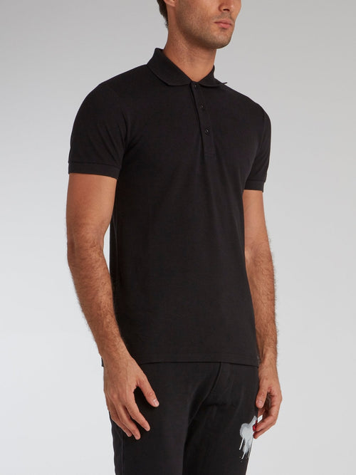 Black Rear Logo Embellished Polo Shirt