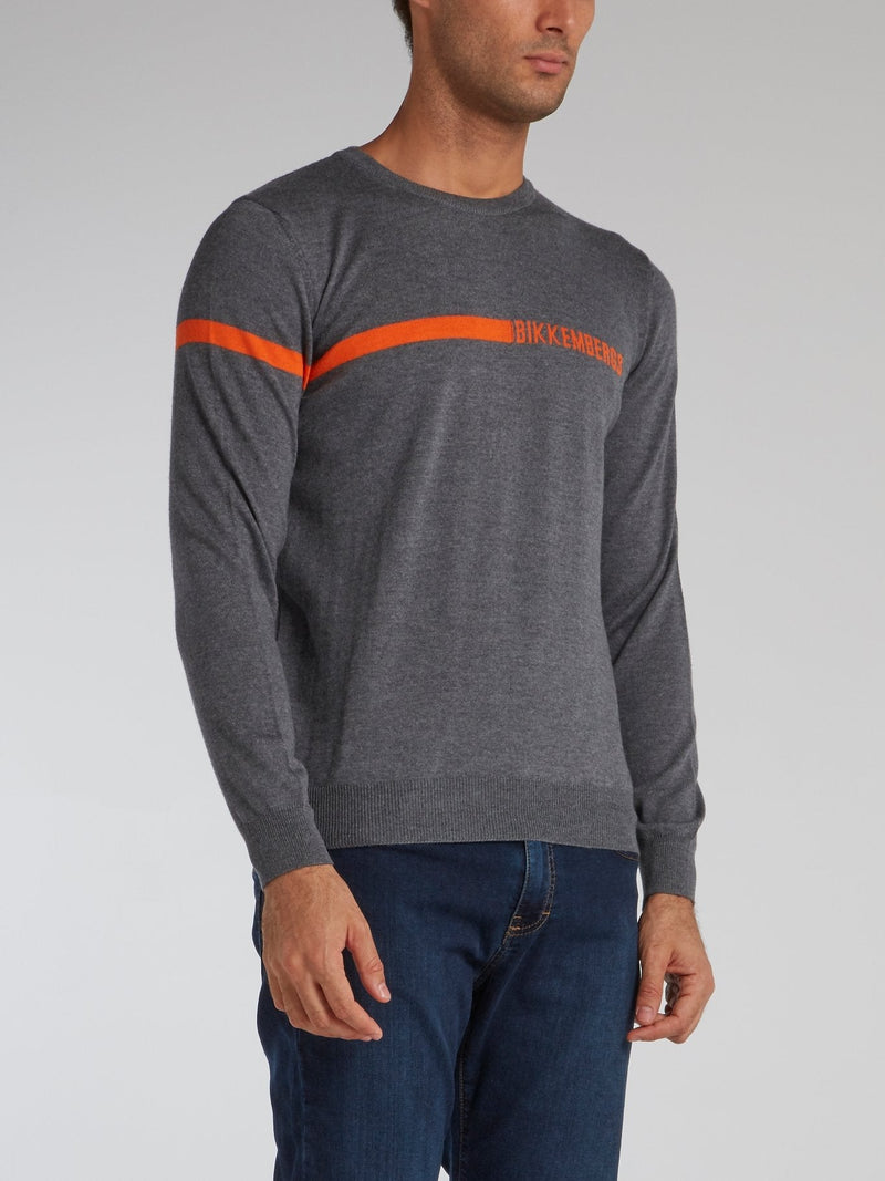 Grey Contrast Logo Pullover