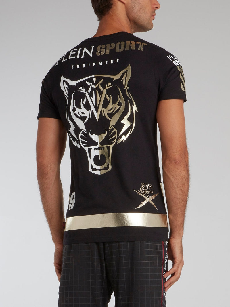 Black Foil Print Active T-Shirt