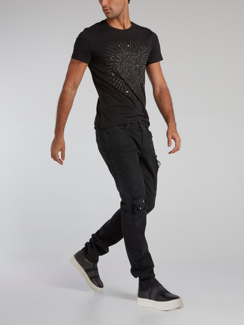 Black Multi-Stud Crewneck T-Shirt