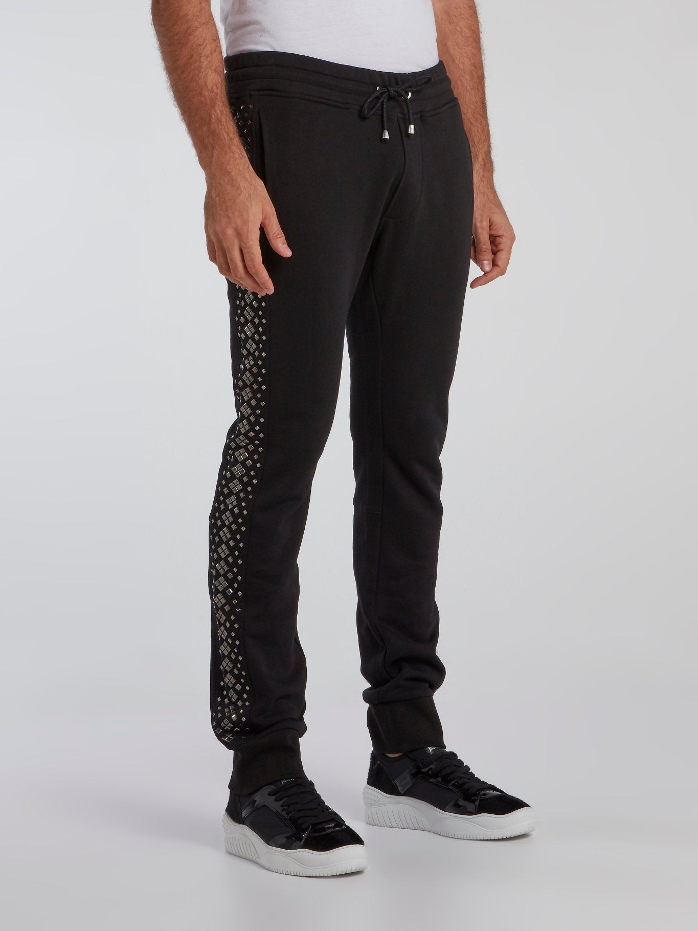 Black Side Studded Track Pants