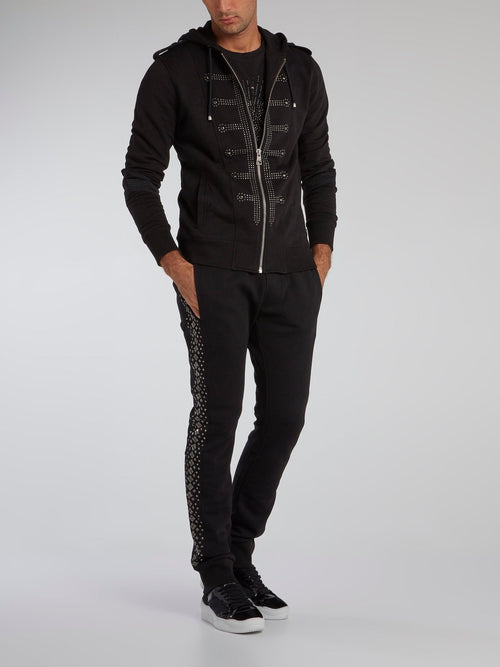 Black Side Studded Track Pants