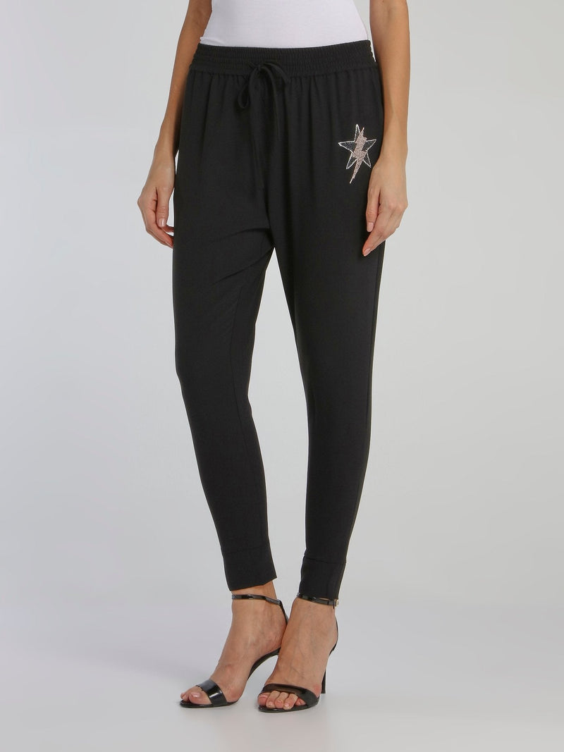 Black Star Detail Harem Pants