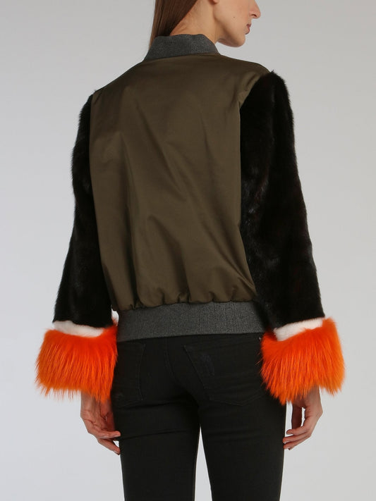 Fur Sleeve Statement Bomber Jacket