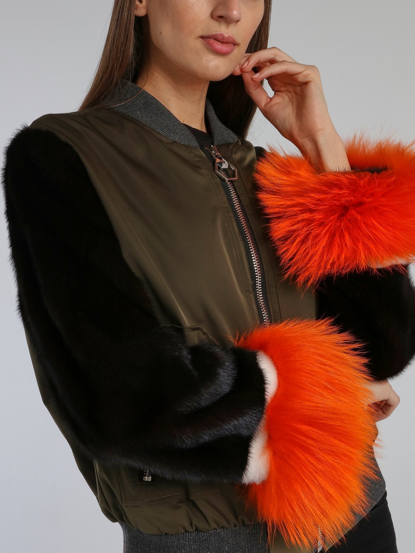 Fur Sleeve Statement Bomber Jacket