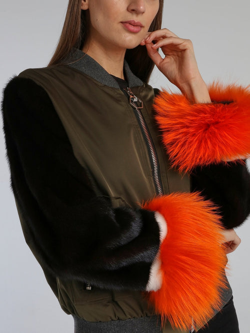 Fur Sleeve Statement Bomber Jacket