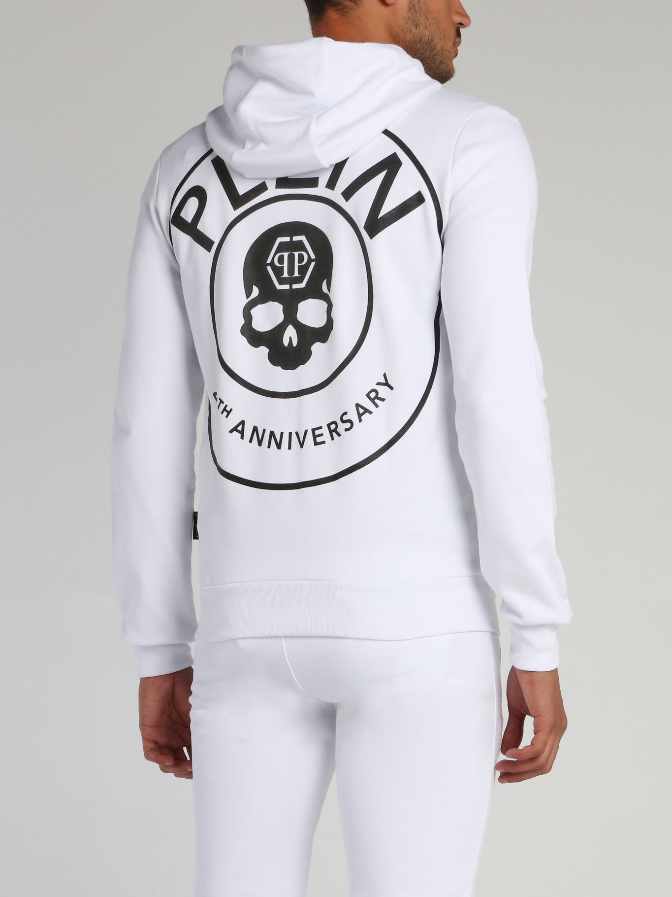 White Rear Skull Print Sweat Jacket