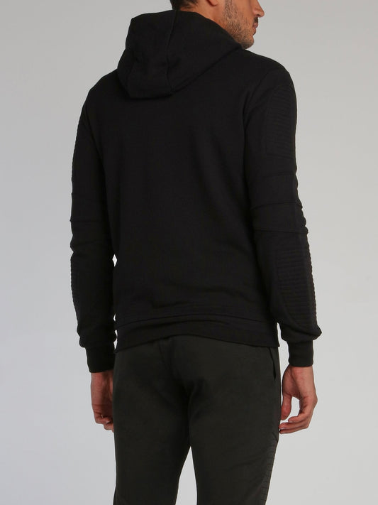 Black Quilt Sleeve Sweat Jacket