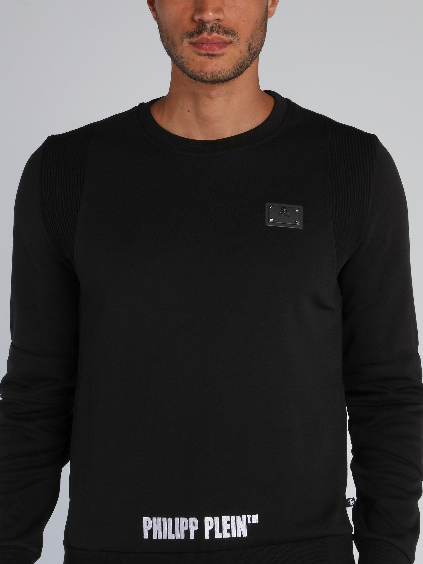 Black Logo Metal Patch Sweatshirt