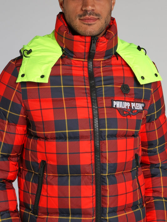 Red Check Puffer Jacket