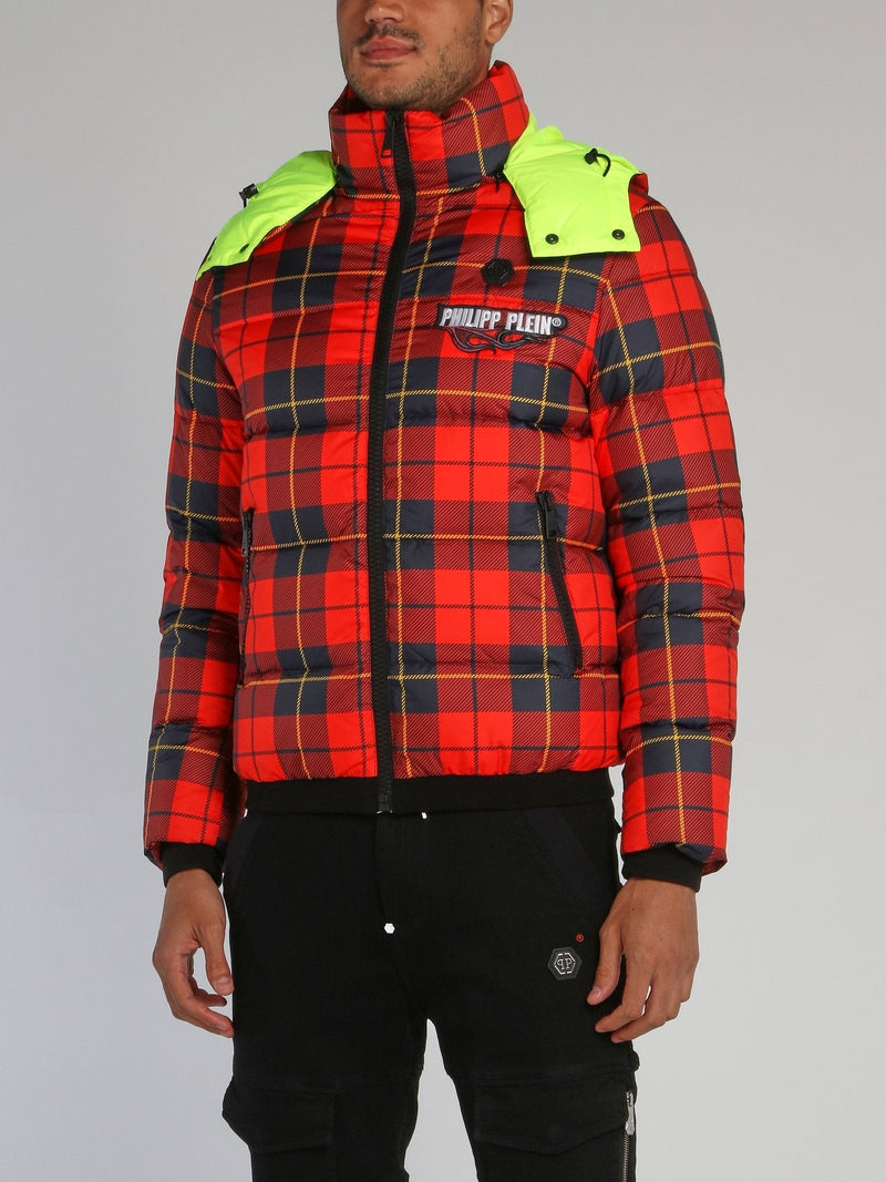 Red Check Puffer Jacket