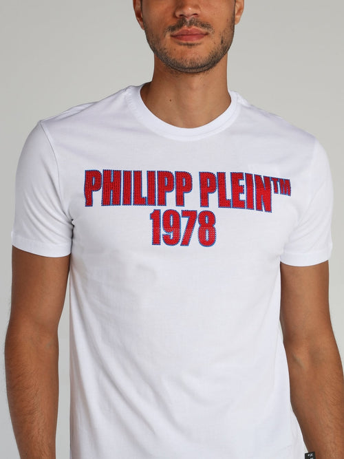 PP1978 White Studded Logo T-Shirt