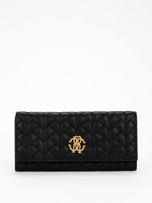 Black Quilted Continental Clutch