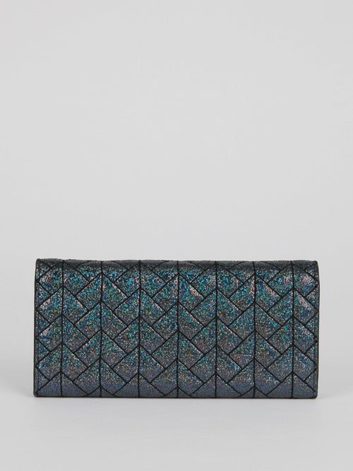 Blue Nappa Glitter Clutch Bag