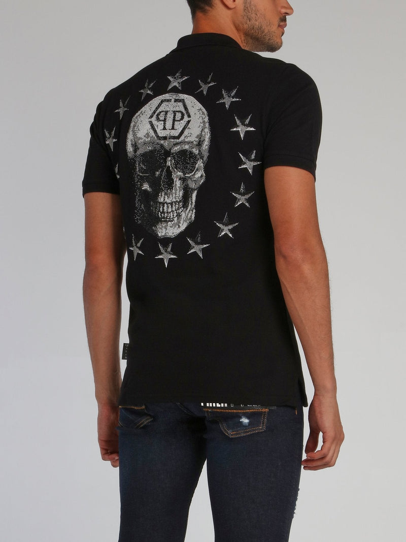 Black Stars and Skull Polo Shirt