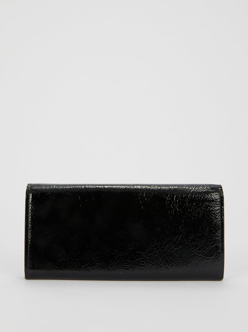 Black Vernicetta Continental Clutch