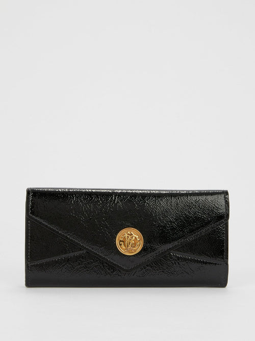 Black Vernicetta Continental Clutch