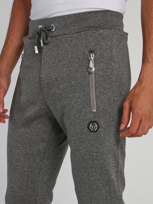 Grey Logo Embroidered Track Trousers