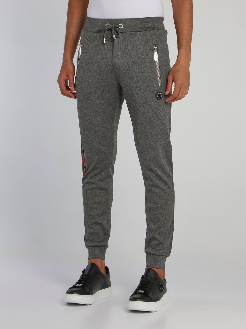 Grey Logo Embroidered Track Trousers