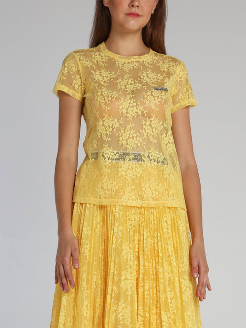 Yellow Floral Lace T-Shirt