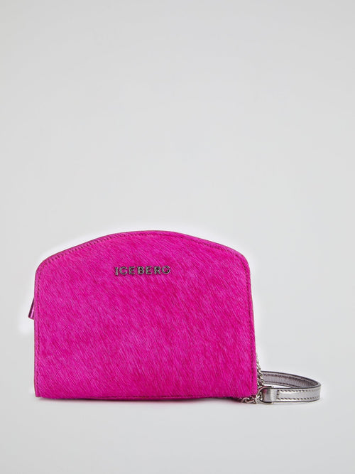 Fuchsia Pony Hair Effect Shoulder Bag