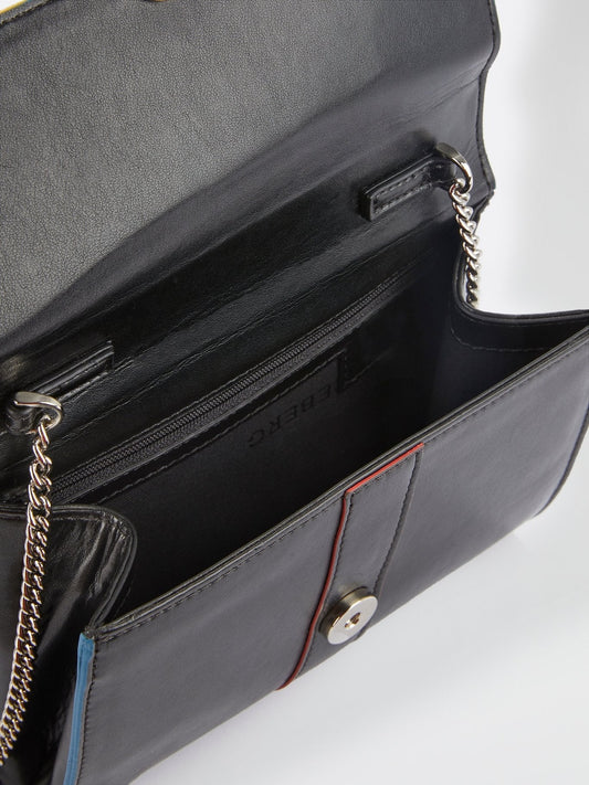 Black Flap Leather Shoulder Bag