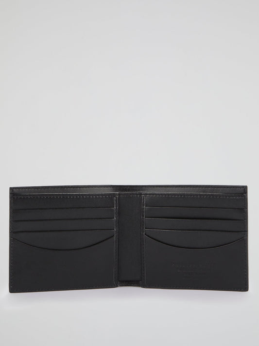 Black Monogram Print French Wallet