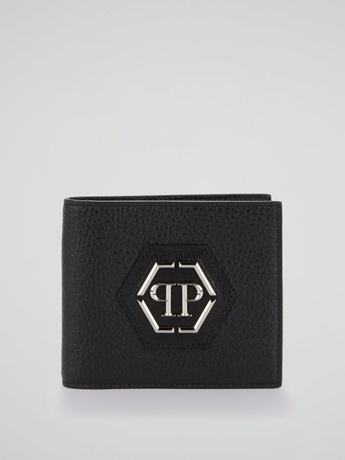 Black Monogram Appliquéd French Wallet