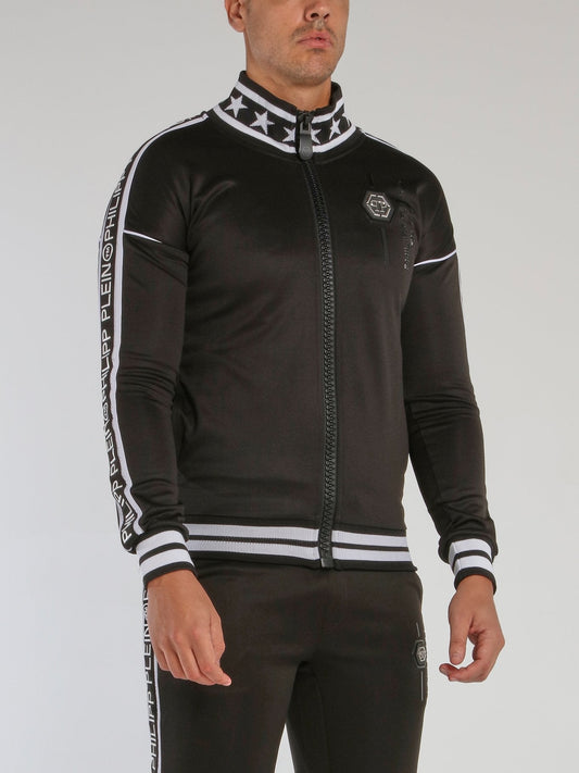 Black Stripe Trim Jogging Jacket