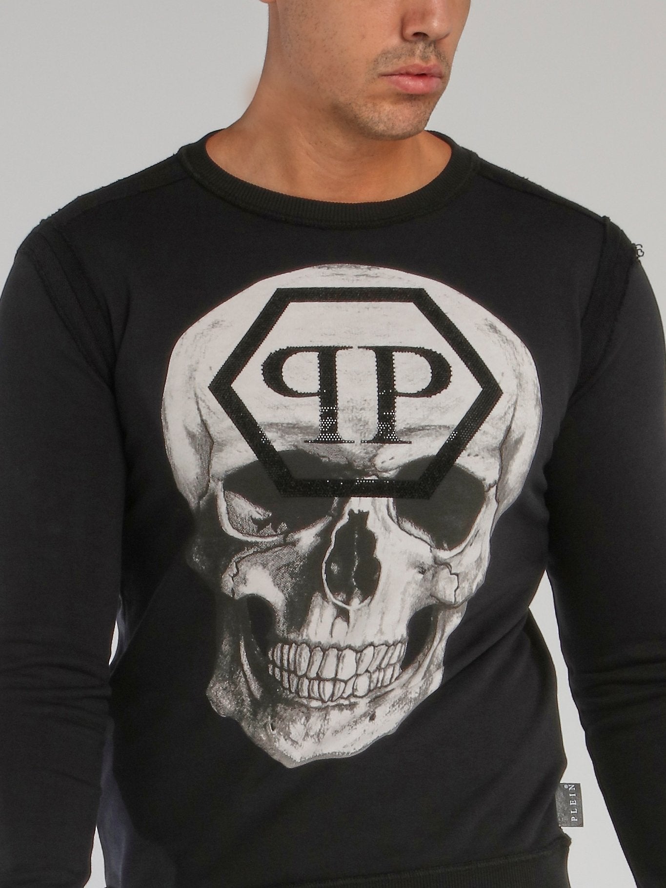 Black Reflective Monogram Skull Sweatshirt